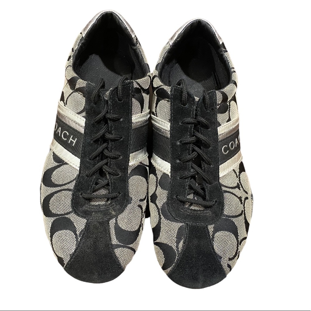Coach Jayme Signature Logo Black/Gray Lace Up Sneakers Size 6M EUC!